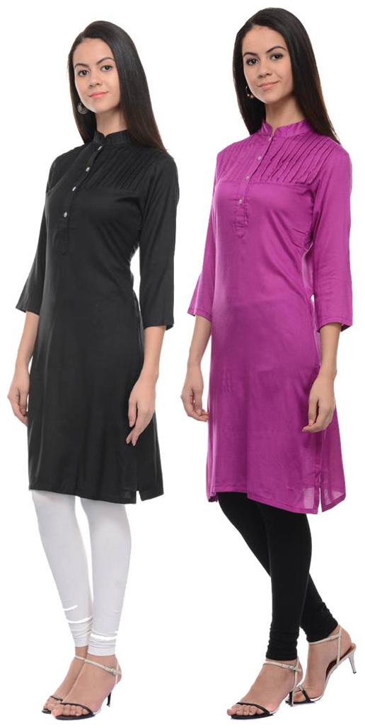 

Sritika Solid Rayon Multi Cambo Kurtis
