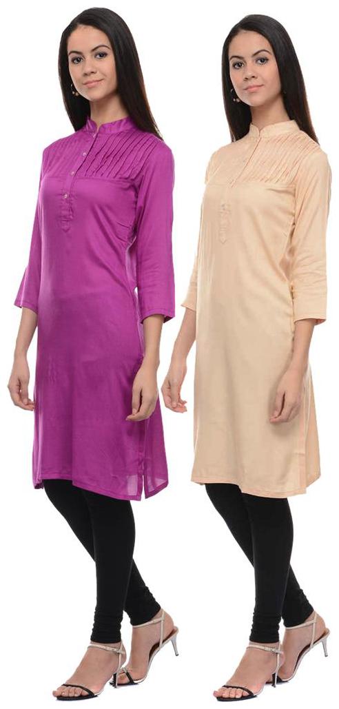 

Sritika Solid Rayon Multi Cambo Kurtis