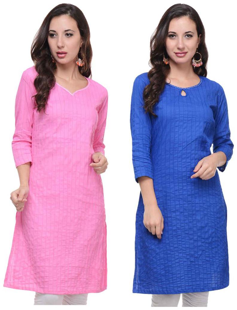 

Sritika Solid Cotton Multi Cambo Kurtis