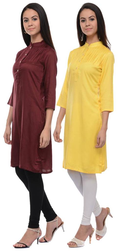 

Sritika Solid Rayon Multi Cambo Kurtis