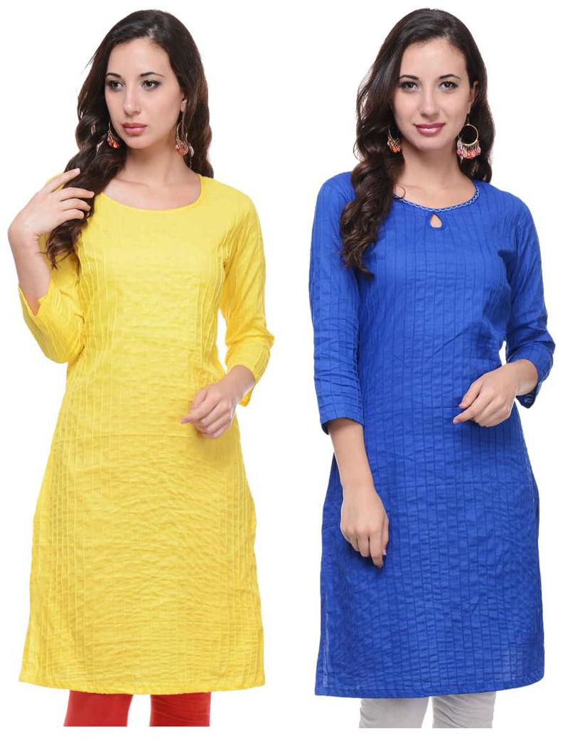 

Sritika Solid Cotton Multi Cambo Kurtis