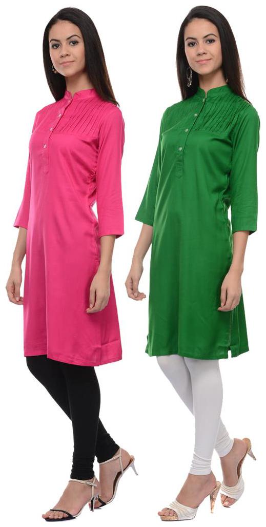 

Sritika Solid Rayon Multi Cambo Kurtis