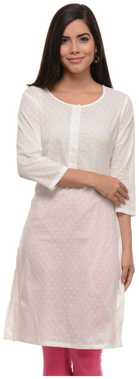 

Sritika Solid White Cotton Kurtis