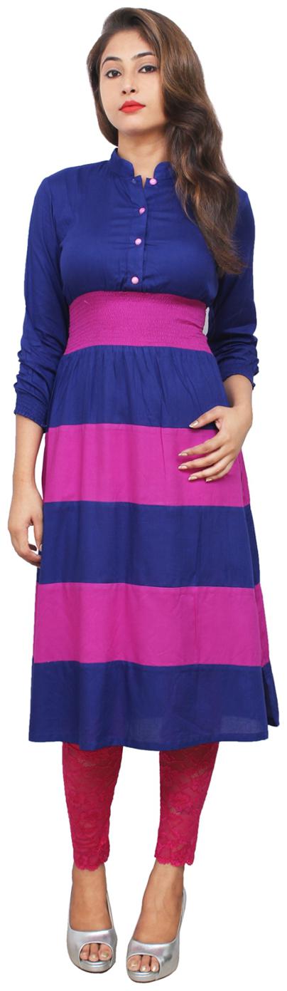 

Sritika Women Blue Striped Straight Kurta