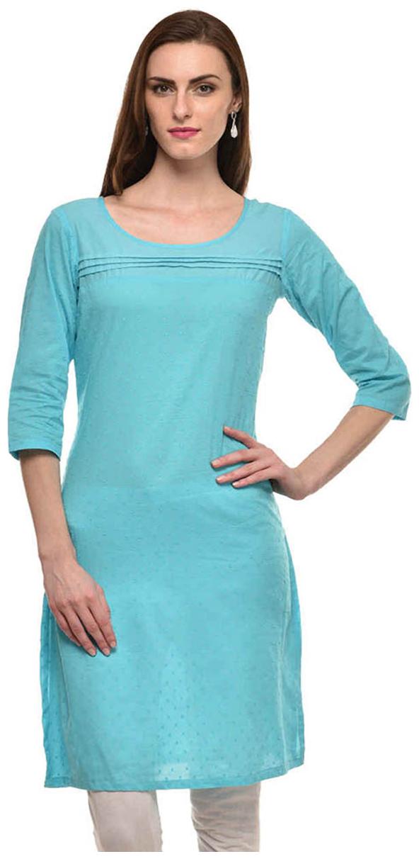 

Sritika Women Turquoise Embroidered Straight Kurta