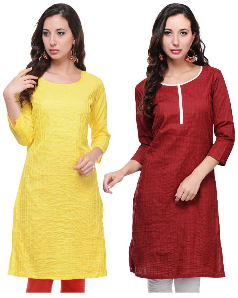 

Sritika Solid Cotton Multi Cambo Kurtis