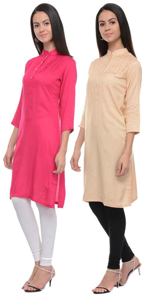 

Sritika Solid Rayon Multi Cambo Kurtis