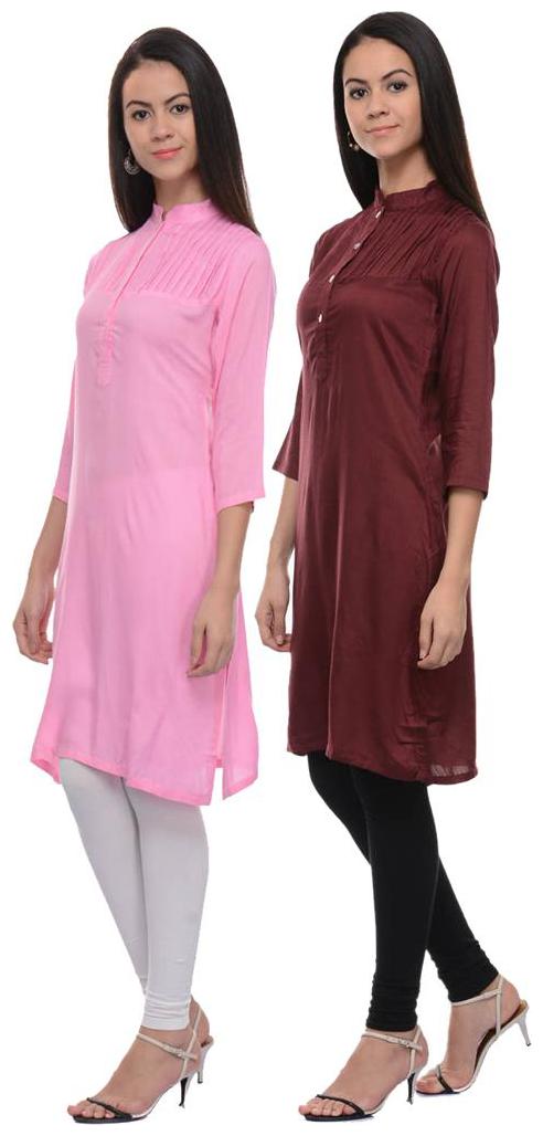 

Sritika Solid Rayon Multi Cambo Kurtis