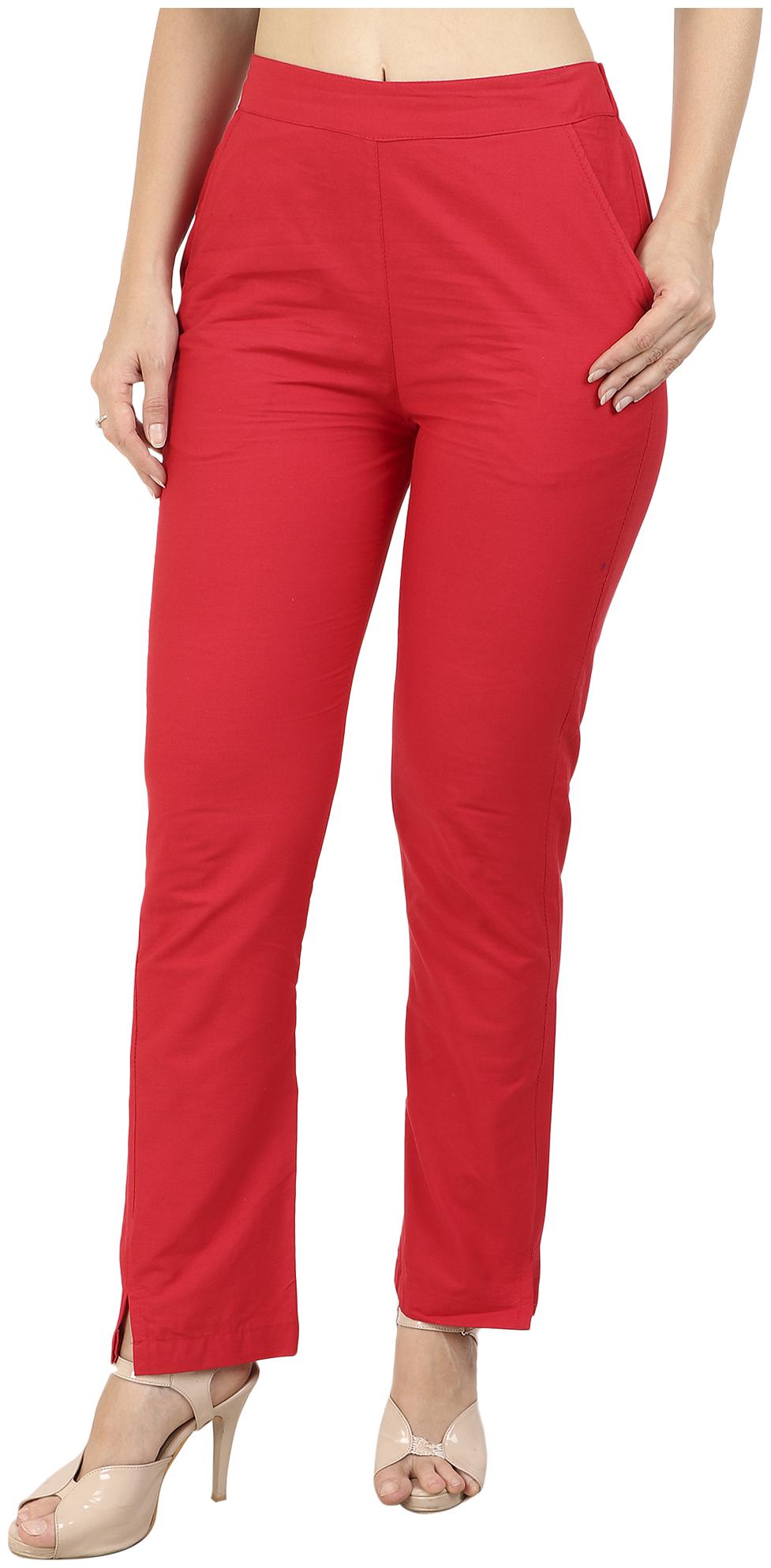 

Sritika Women Red Straight fit Regular trousers