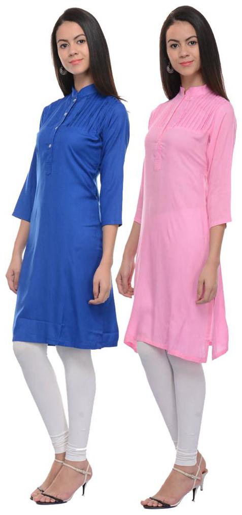

Sritika Solid Rayon Multi Cambo Kurtis