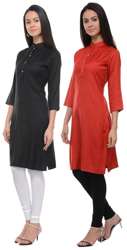 

Sritika Solid Rayon Multi Cambo Kurtis