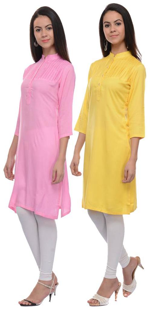 

Sritika Solid Rayon Multi Cambo Kurtis