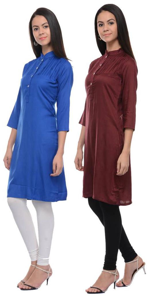 

Sritika Solid Rayon Multi Cambo Kurtis