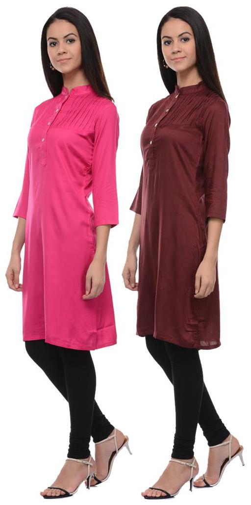 

Sritika Solid Rayon Multi Cambo Kurtis