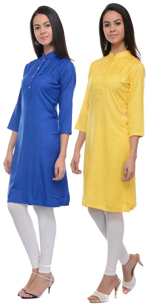 

Sritika Solid Rayon Multi Cambo Kurtis