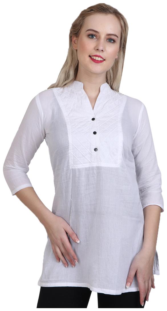 

Sritika Solid White Cotton Kurtis