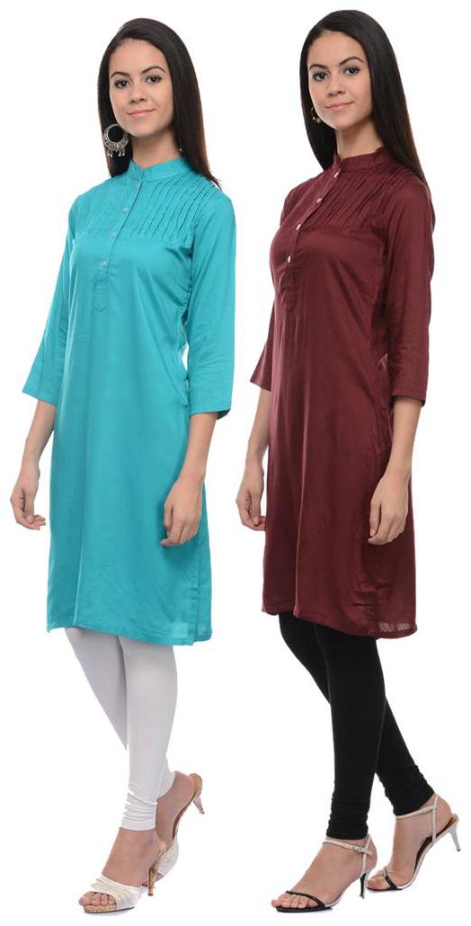 

Sritika Solid Rayon Multi Cambo Kurtis
