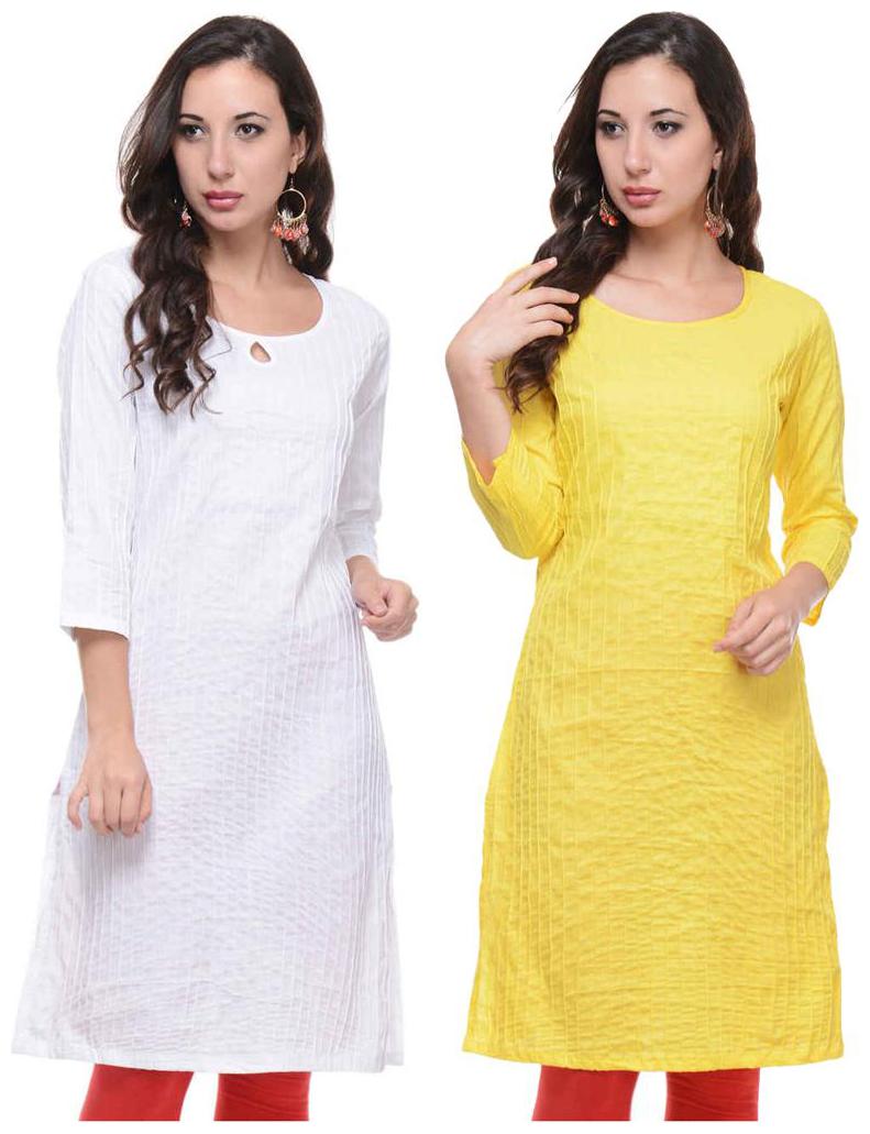 

Sritika Solid Cotton Multi Cambo Kurtis