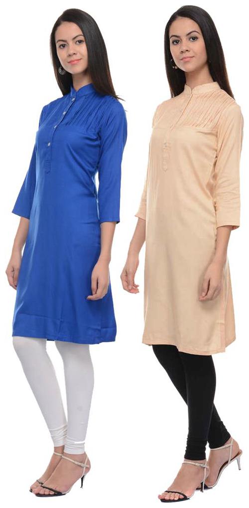 

Sritika Solid Rayon Multi Cambo Kurtis