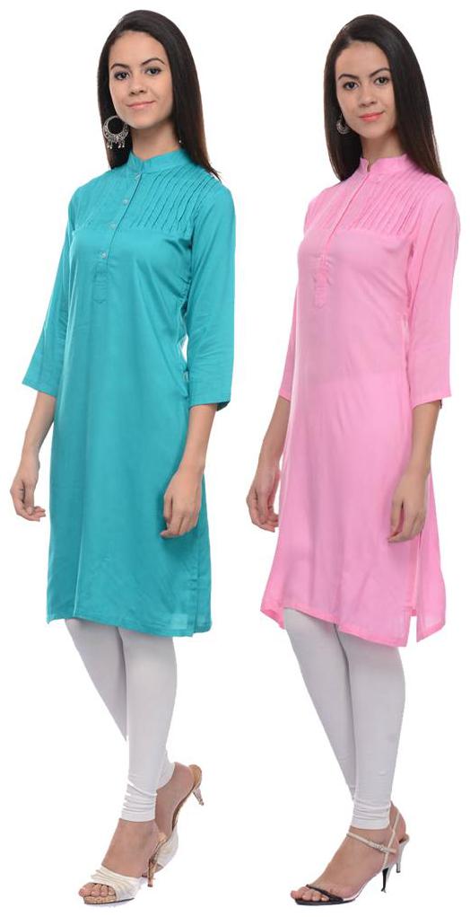 

Sritika Solid Rayon Multi Cambo Kurtis