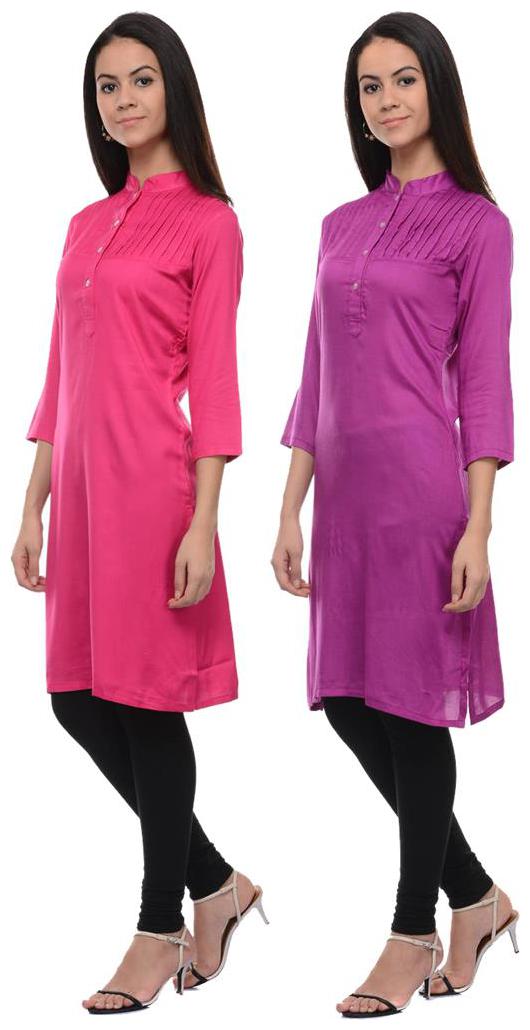 

Sritika Solid Rayon Multi Cambo Kurtis