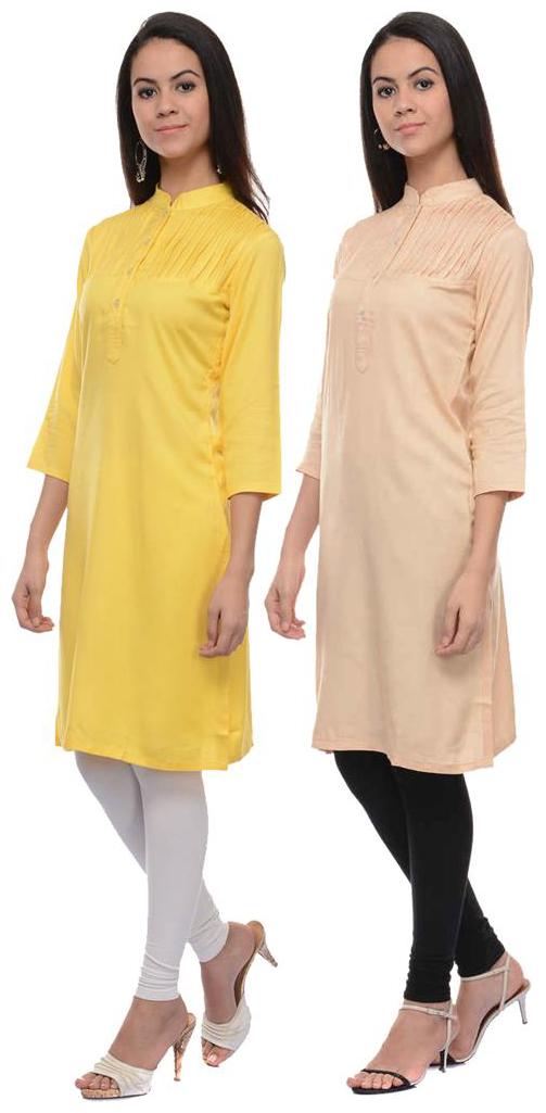 

Sritika Solid Rayon Multi Cambo Kurtis