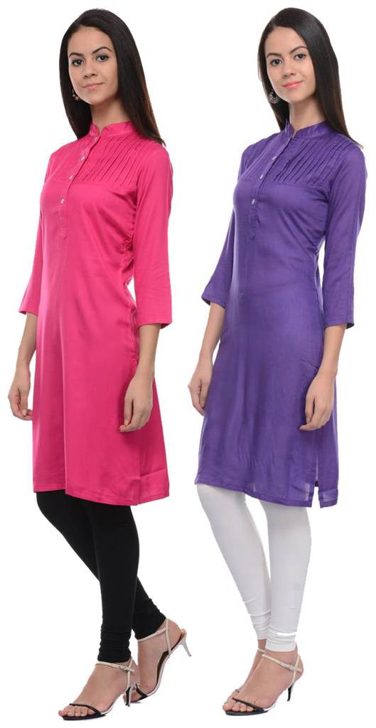 

Sritika Solid Rayon Multi Cambo Kurtis