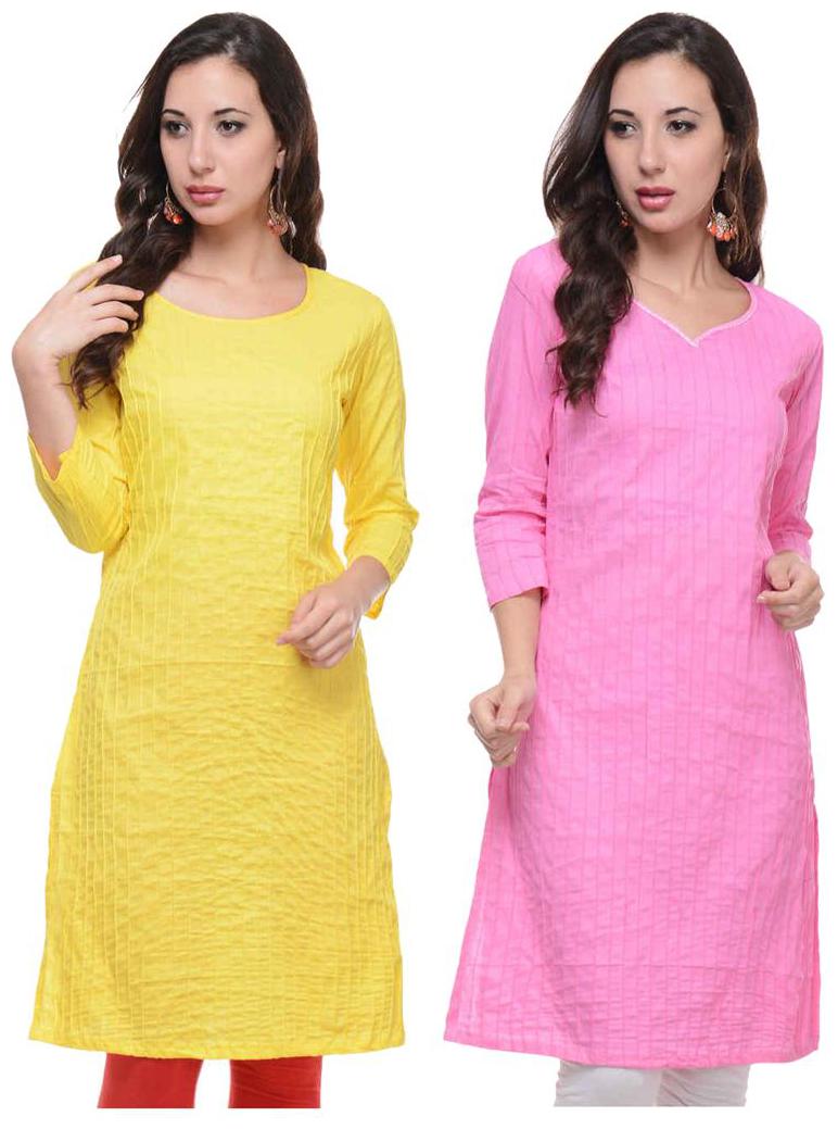 

Sritika Solid Cotton Multi Cambo Kurtis