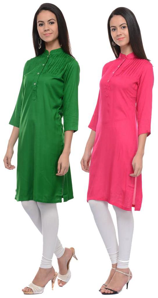 

Sritika Solid Rayon Multi Cambo Kurtis