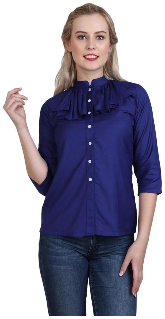 

Sritika Women Blue Solid Regular Fit Shirt
