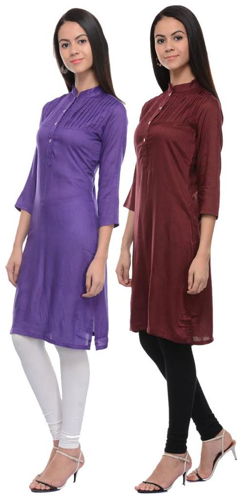 

Sritika Solid Rayon Multi Cambo Kurtis