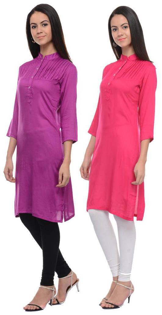 

Sritika Solid Rayon Multi Cambo Kurtis