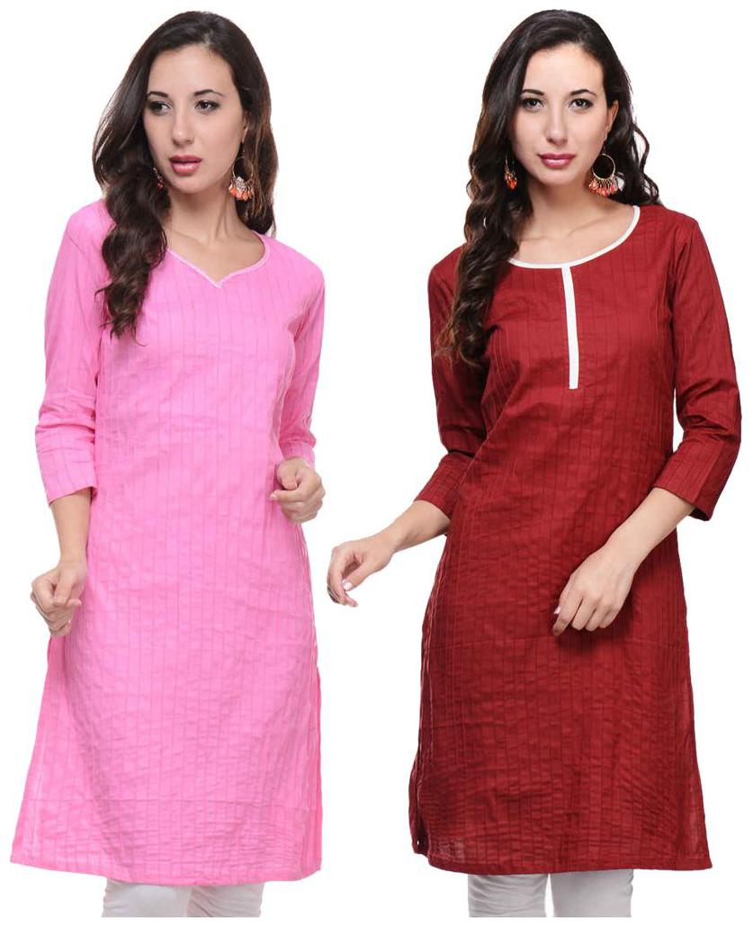 

Sritika Solid Cotton Multi Cambo Kurtis