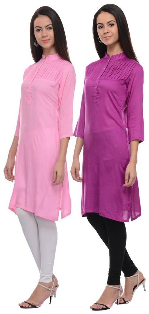 

Sritika Solid Rayon Multi Cambo Kurtis