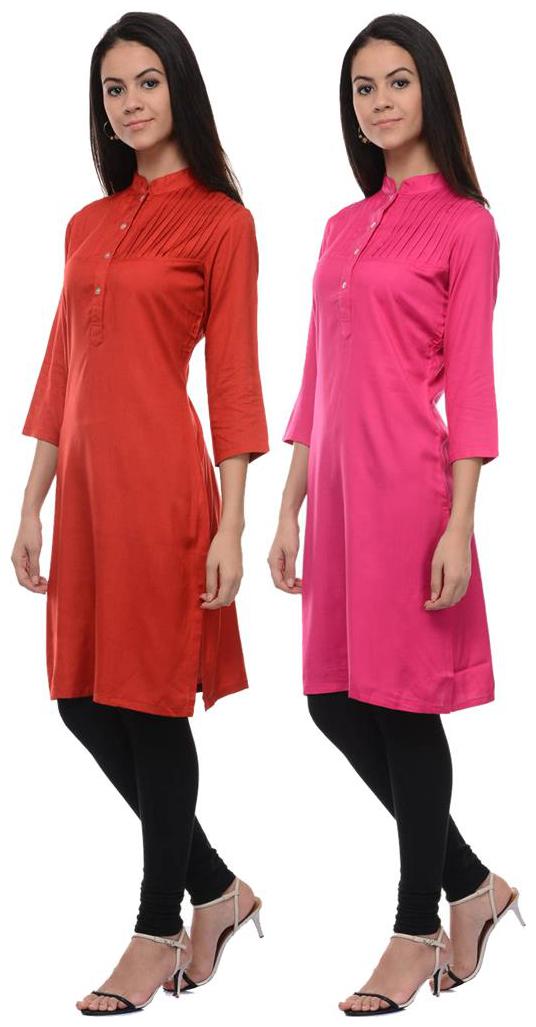 

Sritika Solid Rayon Multi Cambo Kurtis