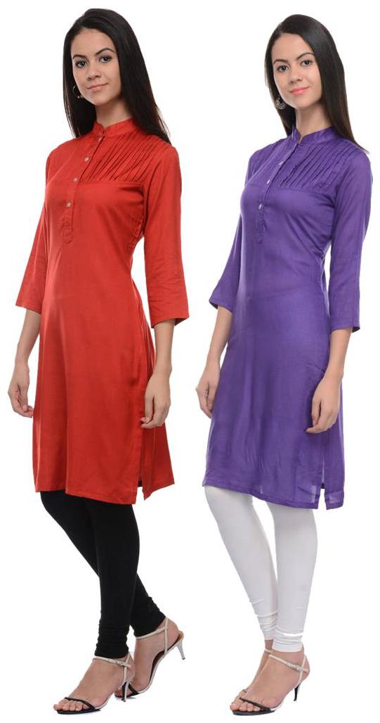 

Sritika Solid Rayon Multi Cambo Kurtis