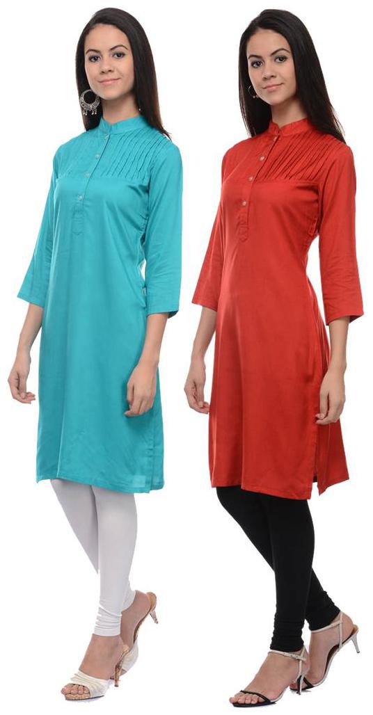 

Sritika Solid Rayon Multi Cambo Kurtis