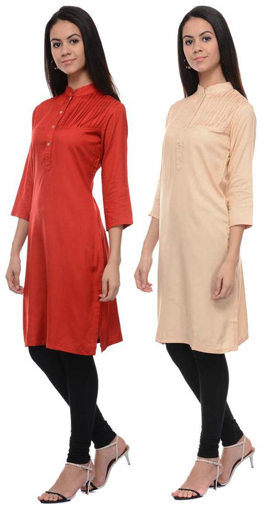 

Sritika Solid Rayon Multi Cambo Kurtis