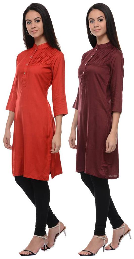 

Sritika Solid Rayon Multi Cambo Kurtis