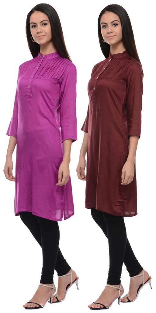 

Sritika Solid Rayon Multi Cambo Kurtis
