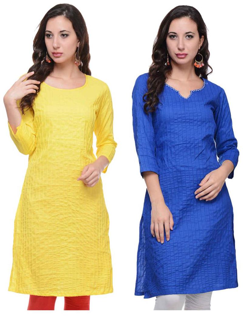

Sritika Solid Cotton Multi Cambo Kurtis