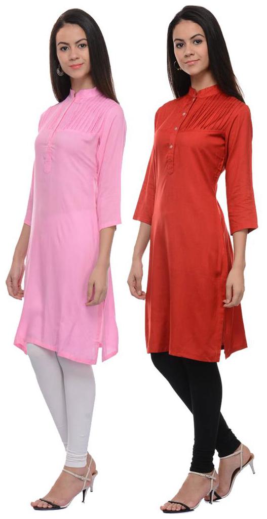 

Sritika Solid Rayon Multi Cambo Kurtis