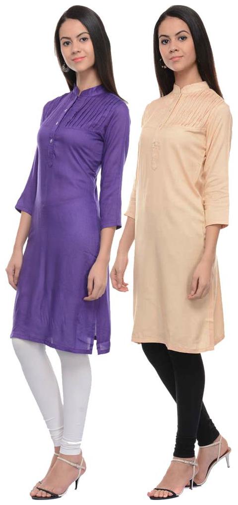 

Sritika Solid Rayon Multi Cambo Kurtis