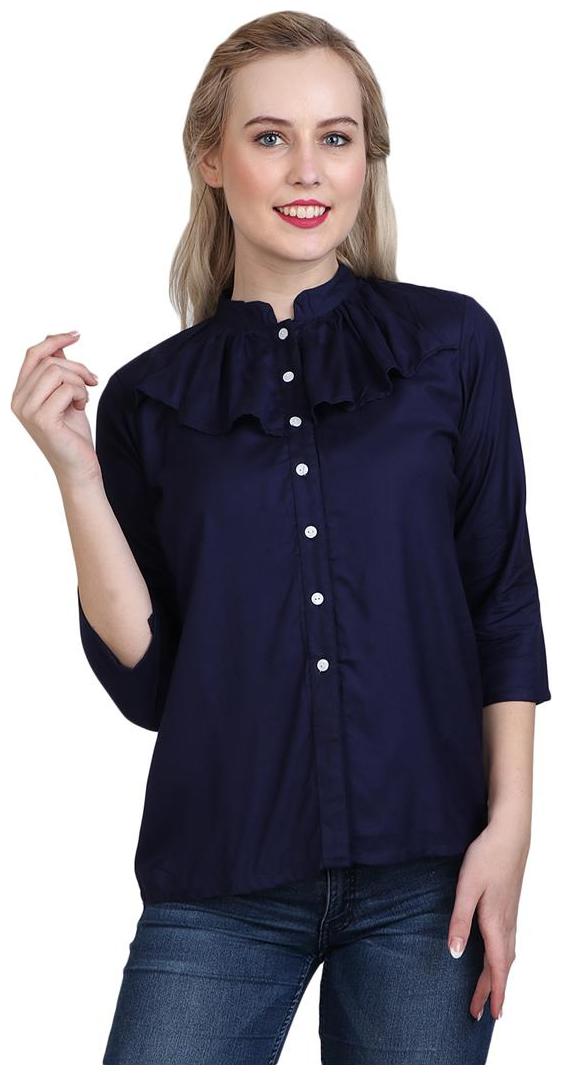 

Sritika Women Blue Solid Regular Fit Shirt