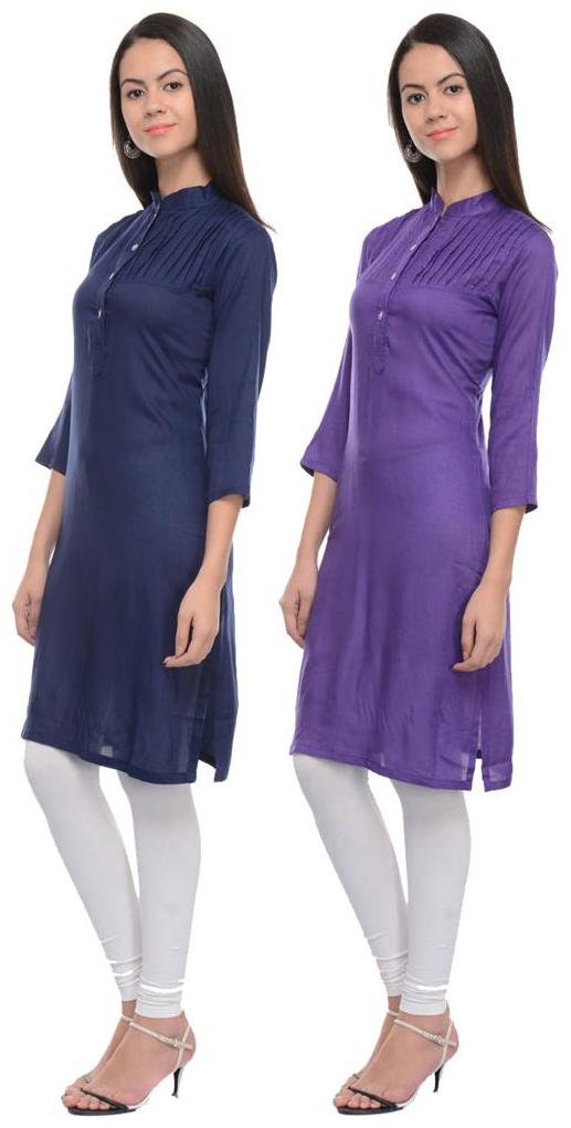 

Sritika Solid Rayon Multi Cambo Kurtis
