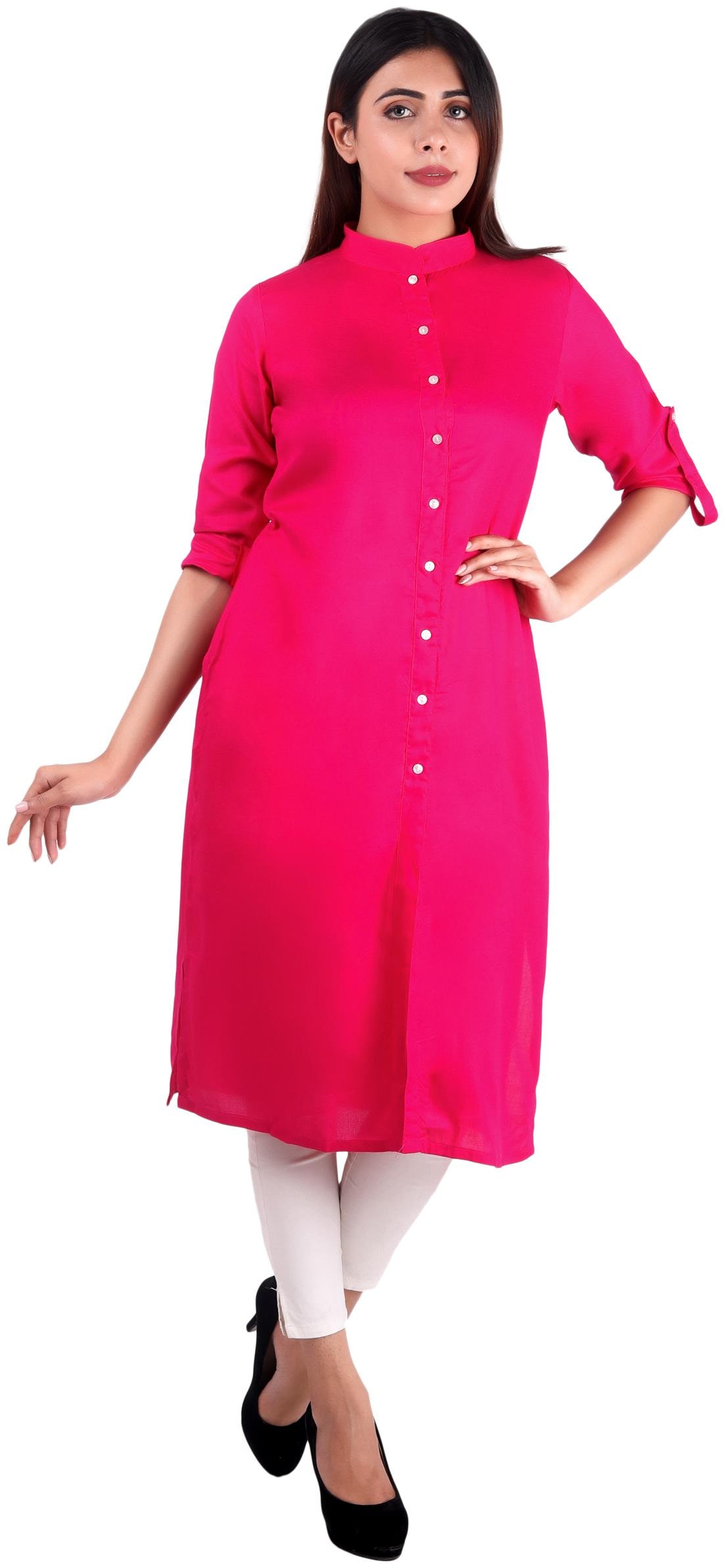 

Sritika Women Magenta Solid Regular Kurti