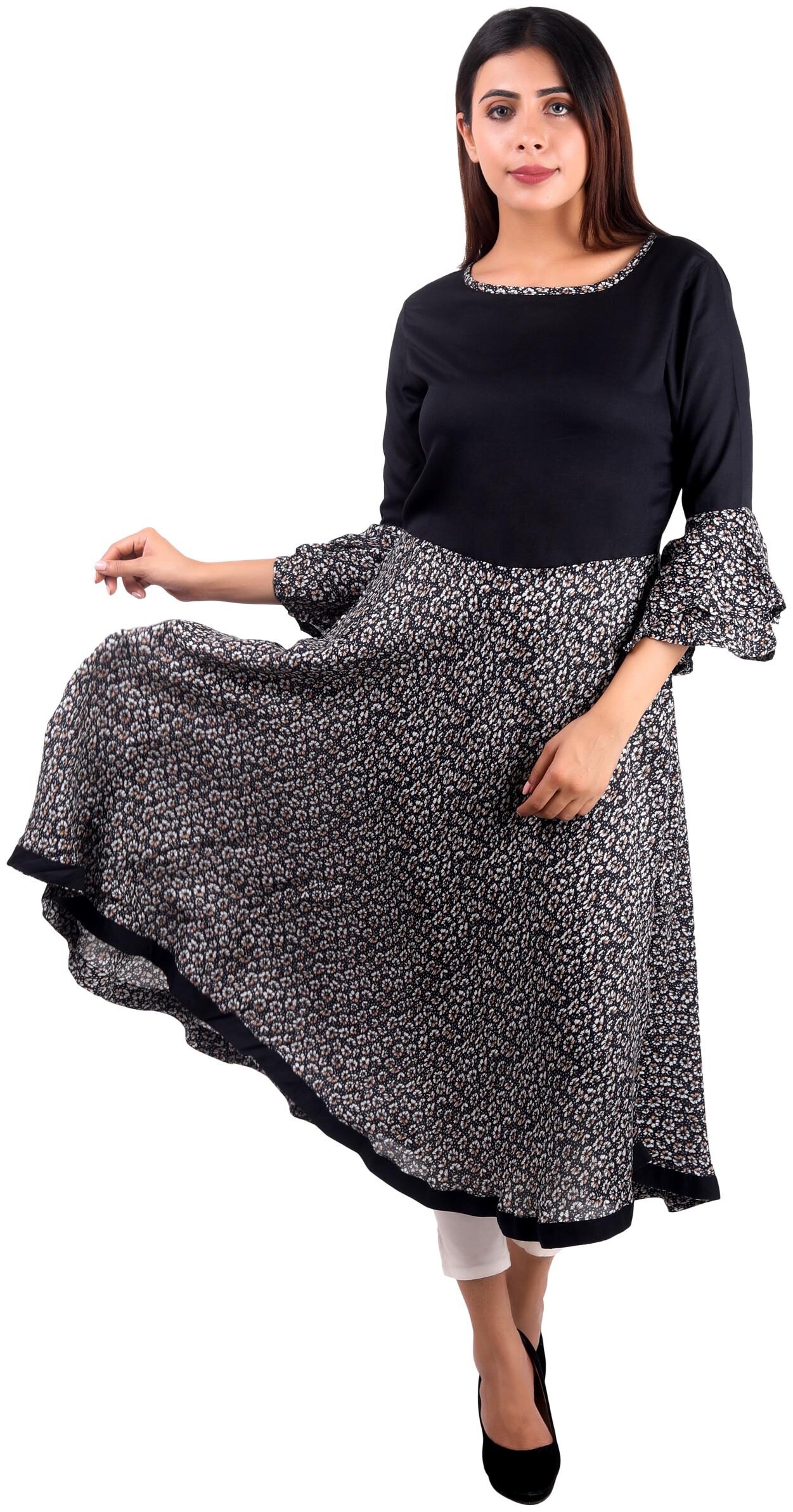 

Sritika Women Black Floral Regular Kurti