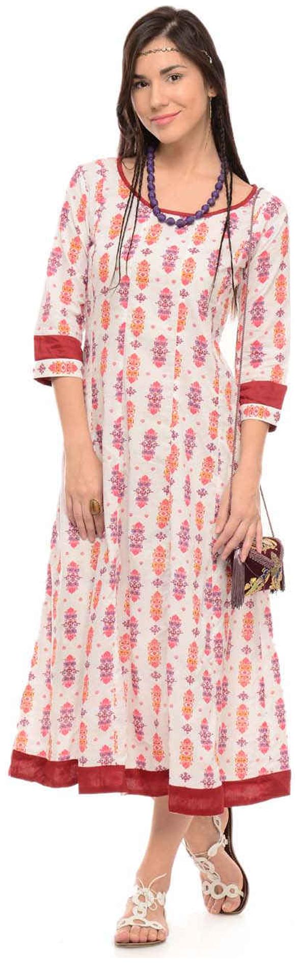 

Sritika White Cotton Kurti