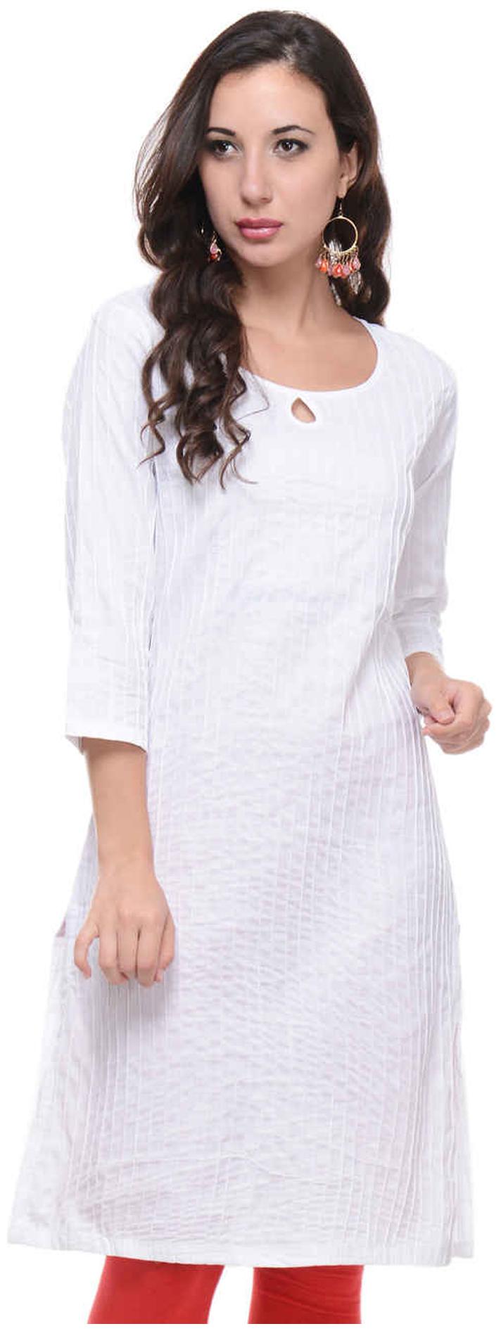 

Sritika White Cotton Kurti