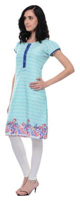 

Sritika Women Blue Printed Straight Kurta
